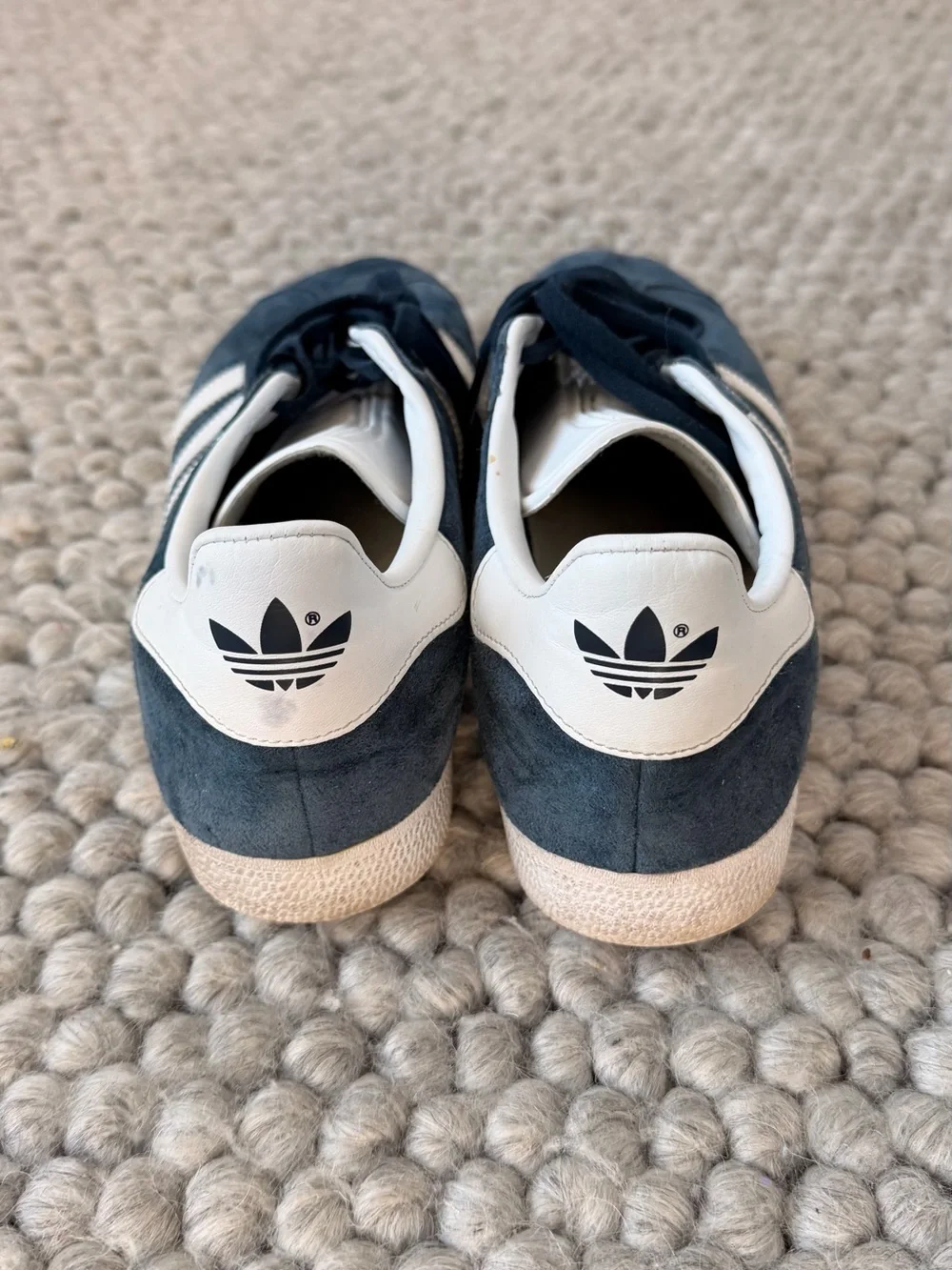 adidas Men’s Navy Suede Sneakers with White Stripes